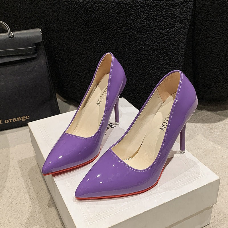 Candy Color High Heels for Women 2025 New European and American Style Pointed Toe Stiletto Heels Fashion Women's Shoes Flats Large Size 35-4