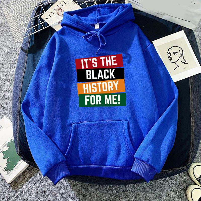 Black IT'S THE BLACK printed hooded hooded sweater autumn and winter European and American men's and women's goodwill coat cross-border