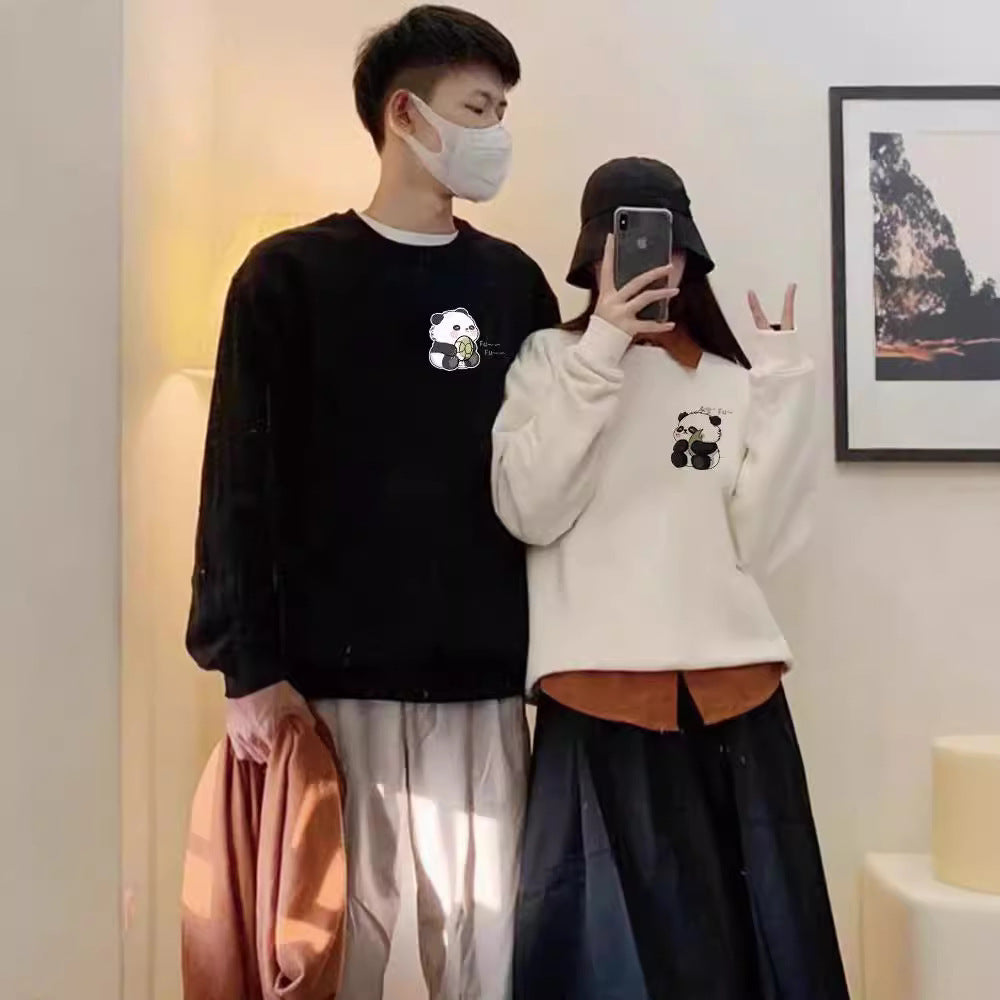 High-End Style Long-Sleeve Tops for Men and Women, Trendy Couple Outfits, Autumn and Winter Fleece Crewneck Sweatshirts, Fashionable Brand Class Uniforms