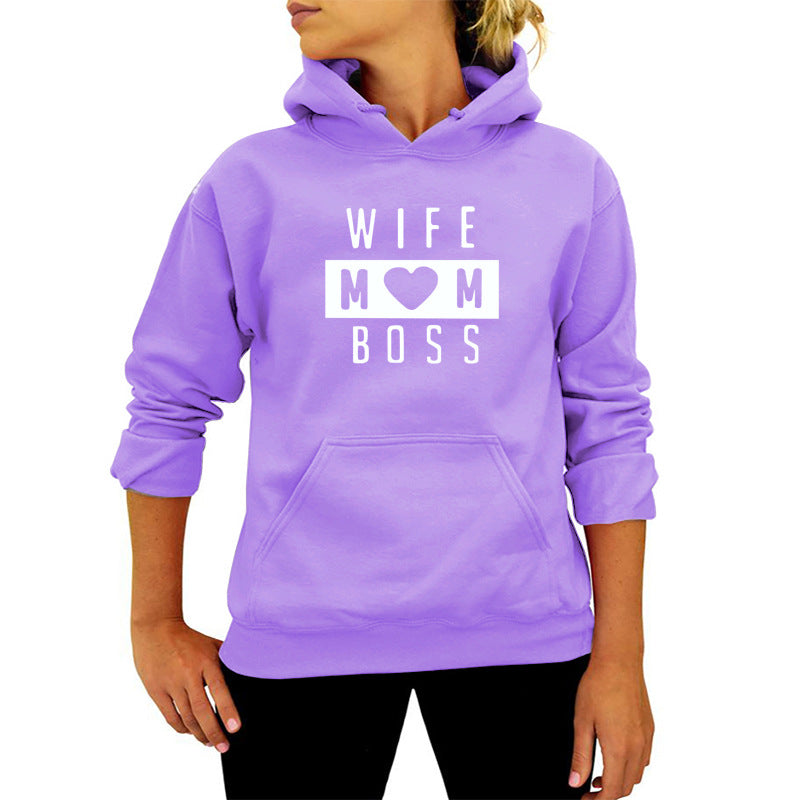 AliExpress Amazon ebay/wish cross-border WIFE MOM letter printed hooded vests in Europe and America in autumn and winter