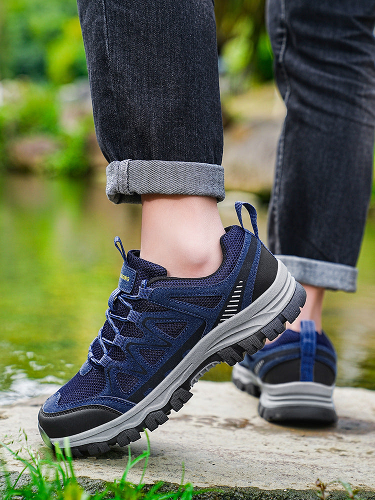 Summer Men's Shoes Breathable Mesh Outdoor Casual Low-top Hiking Mountaineering Sneakers Non-slip Wear-resistant Mesh Shoes Men's Spring