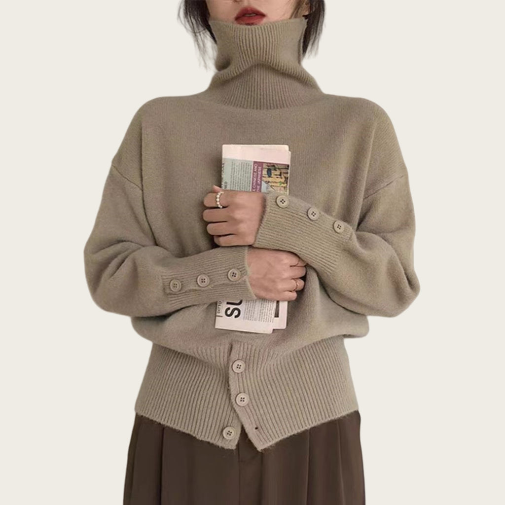 Autumn and Winter New High-End High-Neck Pullover Sweater for Women with Niche and Unique Design Knitted Sweater Tops