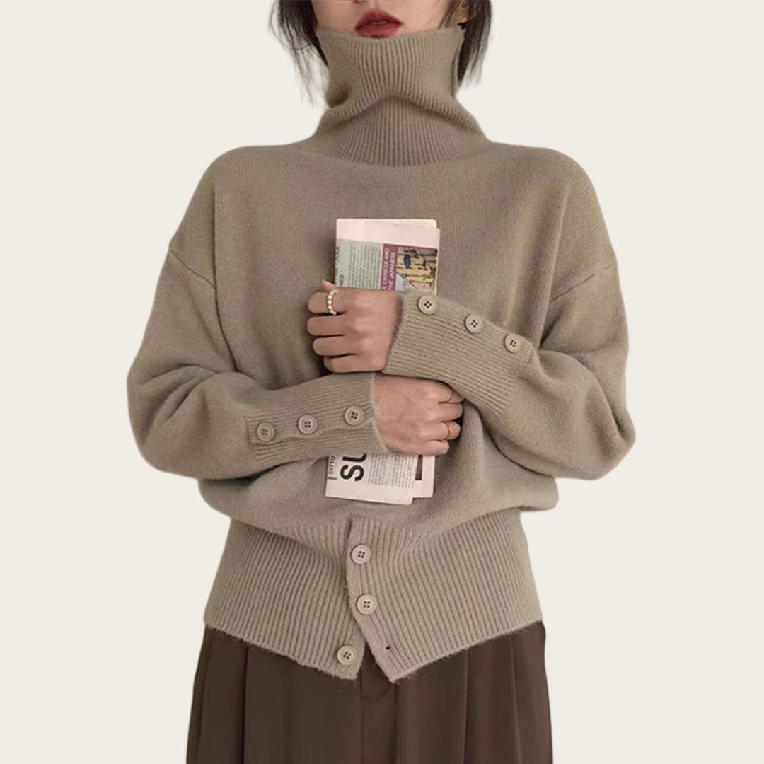 Autumn and Winter New High-End High-Neck Pullover Sweater for Women with Niche and Unique Design Knitted Sweater Tops