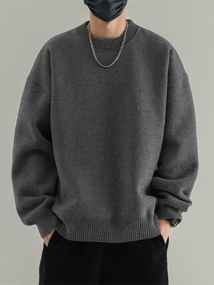 Sweater Men's Autumn and Winter Loose Lazy Style High-end Japanese Style Vintage Thickened Inner Base Trendy Brand Sweater for Men