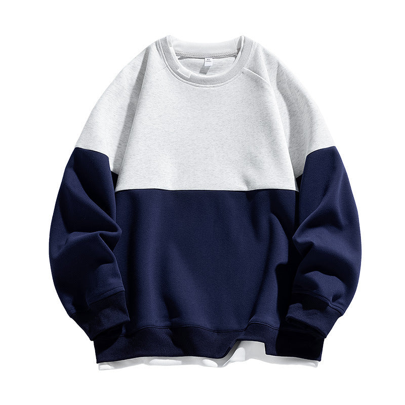 Cross-border Fake Two-piece Round Neck Sweaters Men's Spring and Autumn Fashion Contrast Color Stitching Top 2025 New Youth Autumn Clothes