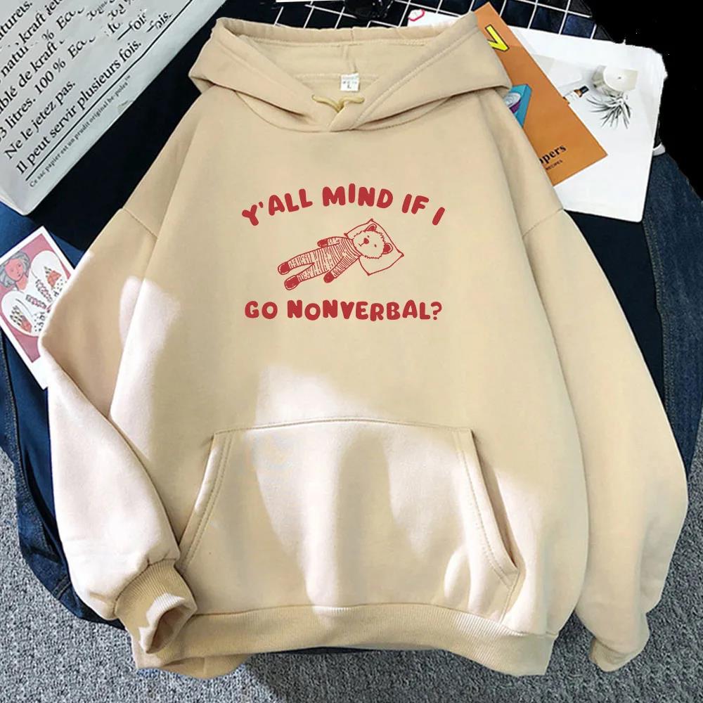 Yall Mind Kawaii Cartoon Graphic Print Hoodies Long Sleeve