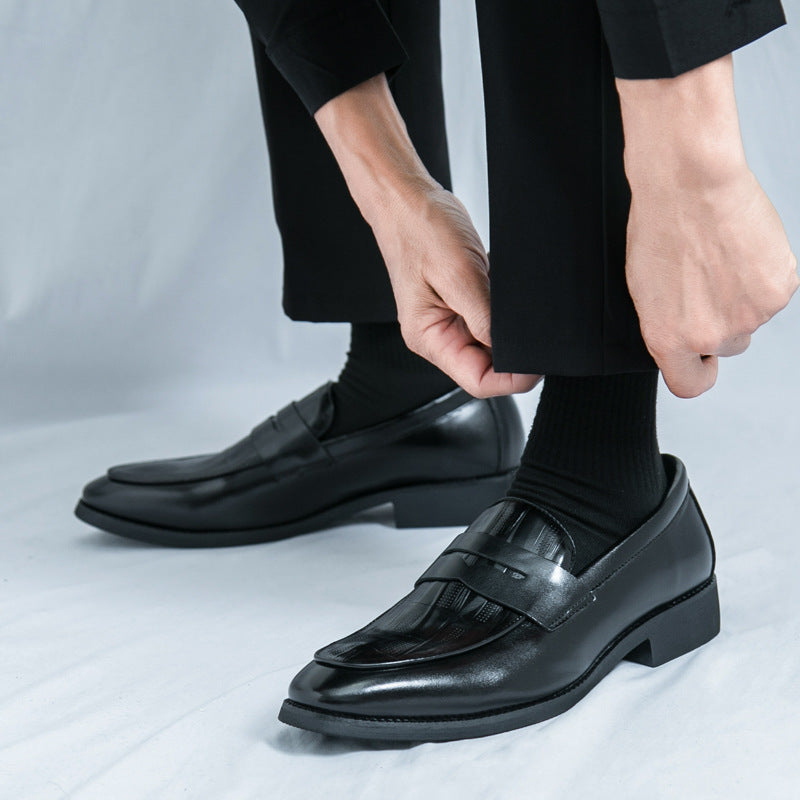Cross-Border Large Size Men's Open Smile Loafers Business Formal Leather Shoes 38-46 Men's British Slip-On Leather Shoes