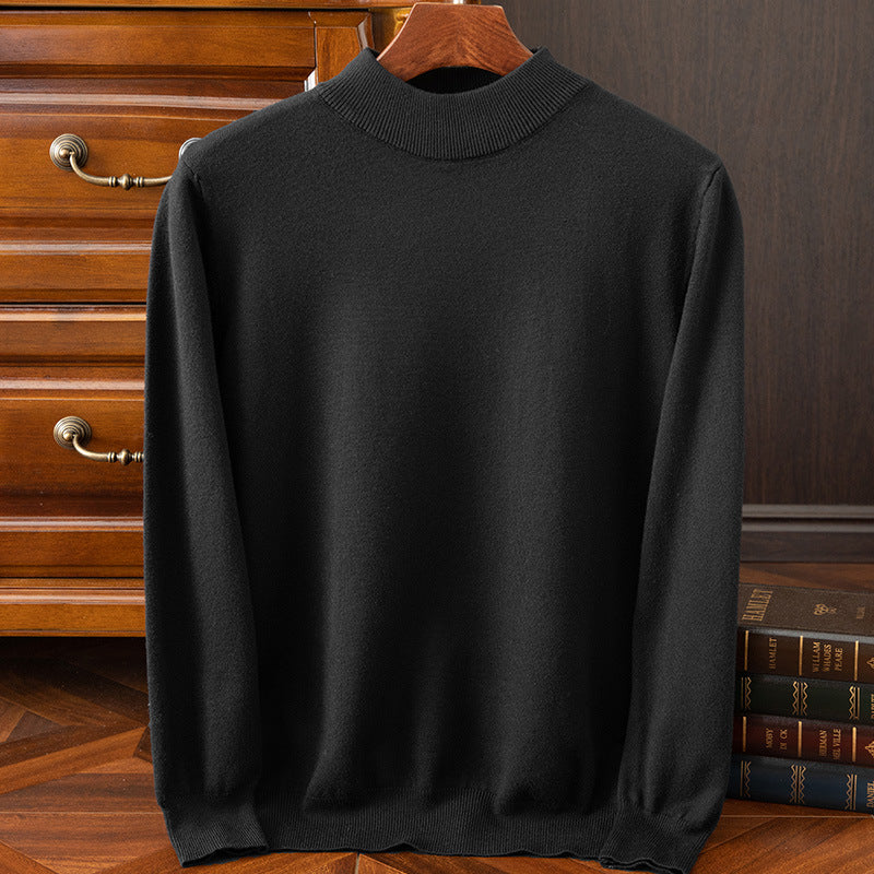 Autumn and winter semi-high collar men's pullover base sweater casual business loose fashion solid color long sleeve Andy velvet sweater