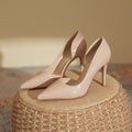 Nude High Heels for Women, High-End 2025 Internet Celebrity Pointed Toe Small Stiletto Heels, Huizhou Women's Shoes, Shallow Breathable Soft Leather Shoes