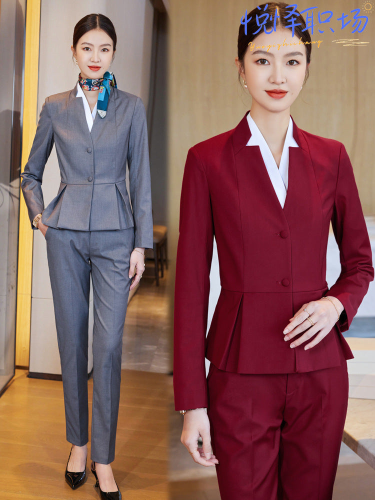 Professional suit suit women's Spring and Autumn 2023 new fashion temperament capable sales department real estate consultant work clothes