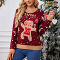 Foreign Trade Amazon Casual Christmas Sweater Women's Autumn and Winter sweater Gingerbread Man Pattern Long Sleeve Pullover Sweater