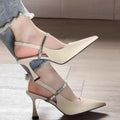 Stiletto Heel Elegant Pointed High Heels Women's 2024 New Design Sense Niche Summer Sandals Women's Rhinestone Outer Shoes