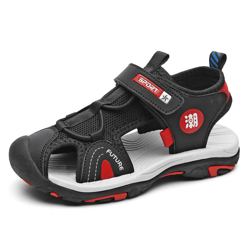 Wholesale Boys Sandals Baotou 2025 Summer Mid-Big Kids Soft Sole Non-Slip Beach Shoes Student Lightweight Sports Sandals