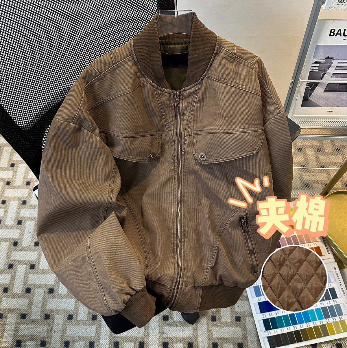 cleanfit Short Profile Corduroy Crock Jacket Men's Winter Thickened Baseball Clothes Old Quilted Jacket