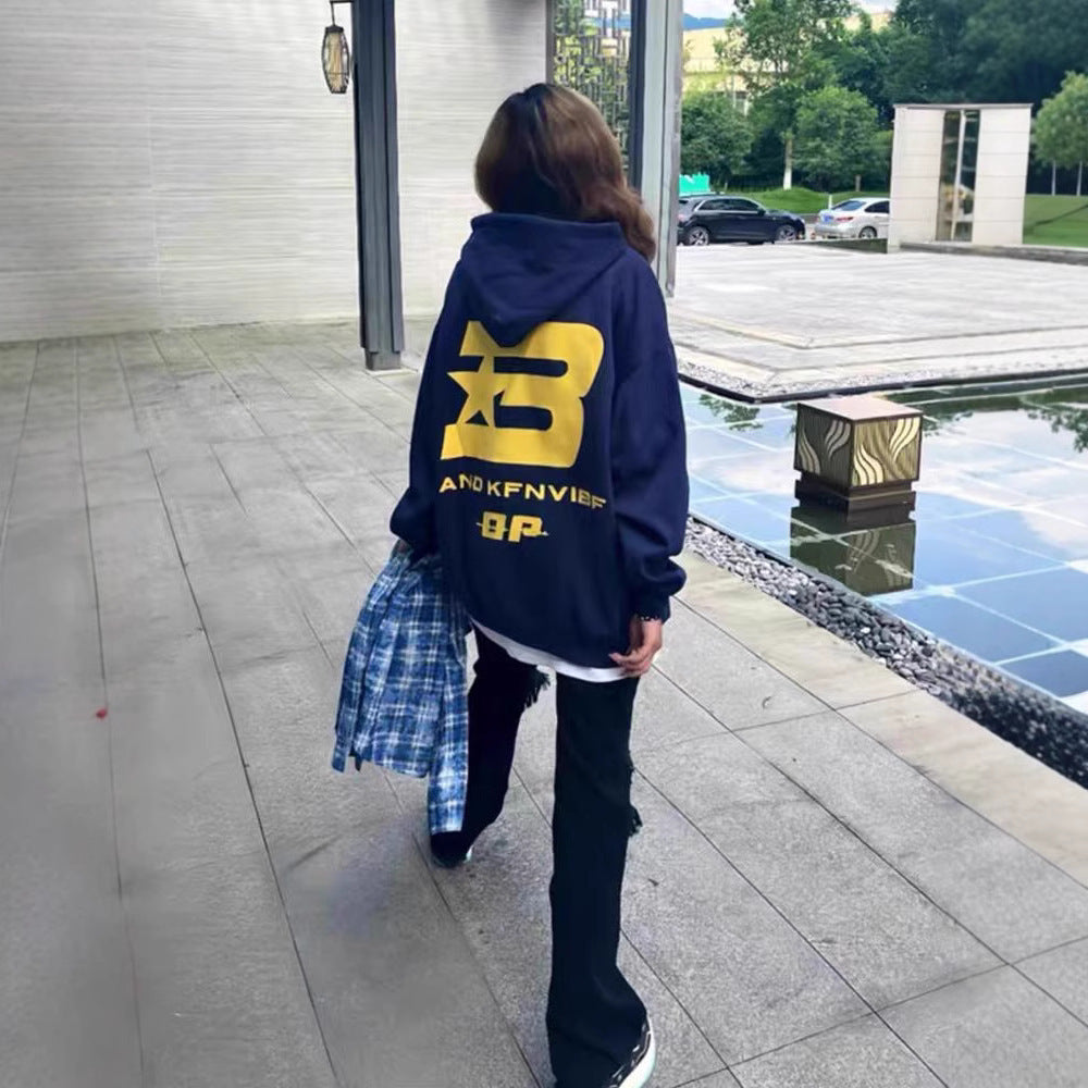 High-End Oversize Tops for Men and Women, Special Couple Wear, Autumn and Winter Velvet Hooded Sweatshirts, Trendy Brand Class Uniforms