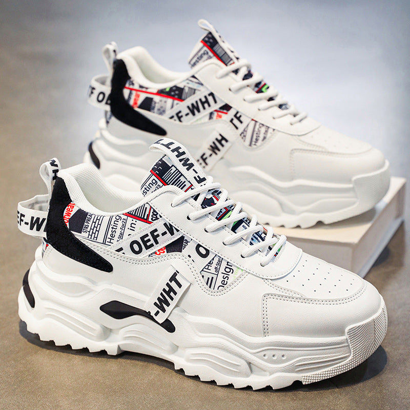 Men's Shoes 2025 Summer Breathable Casual Running Sneakers Men's Youth Versatile Thick-Soled Street Dad Trendy Shoes