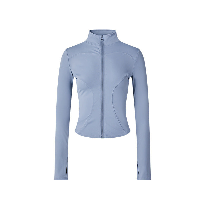 Beautiful and Slimming Yoga Clothes for Women in Spring, Quick-Drying Running Clothes, Outdoor Sports Jackets, Long-Sleeved Fitness Clothes, Waist-Cinching Tops