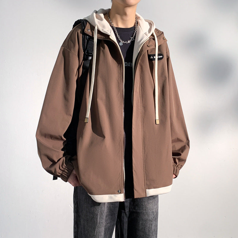 Men's Jackets Spring and Autumn 2024 New Fake Two-Piece Jackets Workwear Trendy Brand Jackets Casual Versatile Handsome Trend