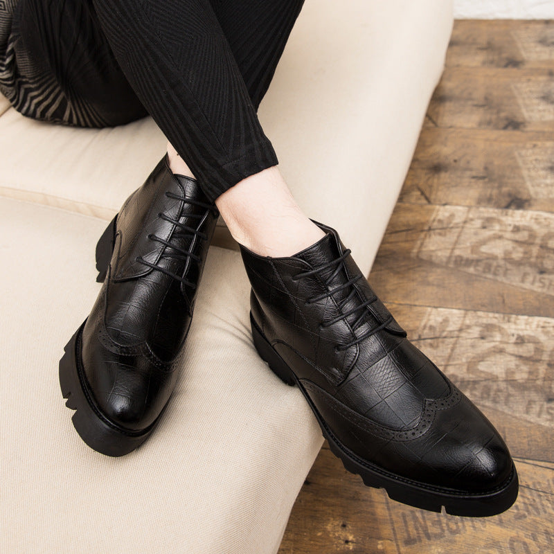 Men's Leather Boots Autumn and Winter New Men's Ankle Shoes Fashion British Style Business Leather Shoes Vintage fleece-lined Trendy Ankle Boots