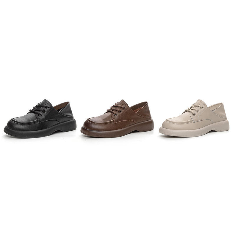 2026 New Retro Loafers, Genuine Leather Soft Thick-Soled Shoes, Brown Spring Leather Shoes for Women, Versatile British Style Shoes