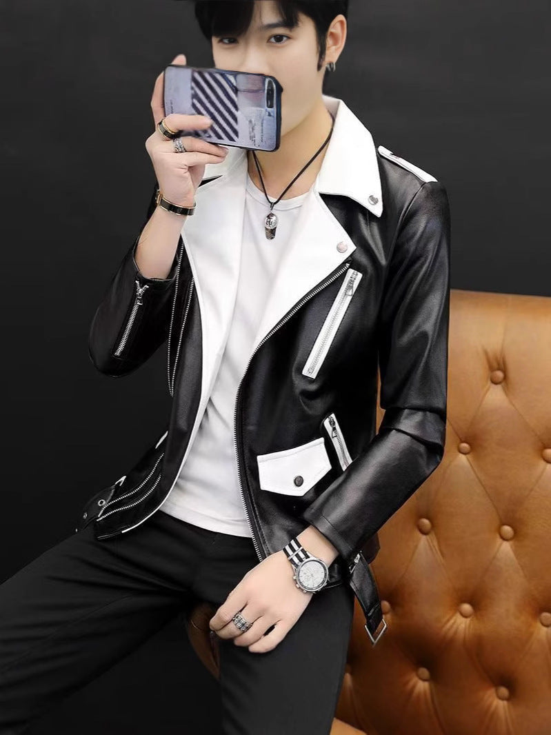 2025 Men's Tops Spring and Autumn Fashion Easiest for Match Leather Tops Men's Thin Men's Leather Tops Top Casual Tops