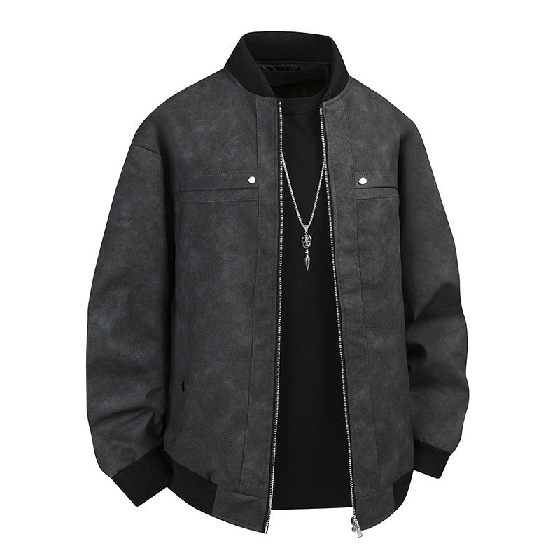 [Cross Border] Leather Men's 2025 New Men's pu Leather Jacket Biker Jacket Leather Men