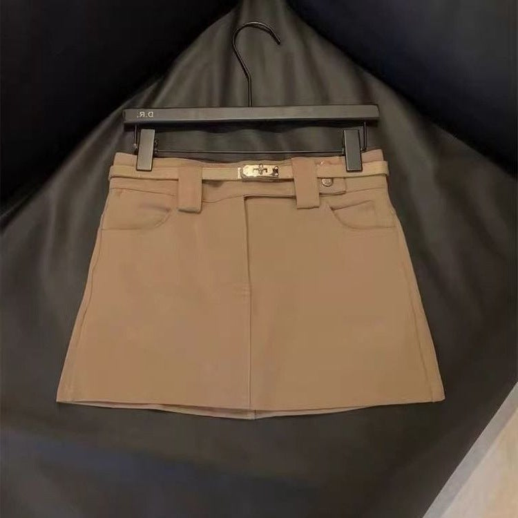 Spring and Autumn New High-Waisted Hip-Hugging Skirt, Slimming and Height-Enhancing Short Skirt, Anti-Exposure Design, Half-Body Skirt, Suit Hip-Hugging Skirt