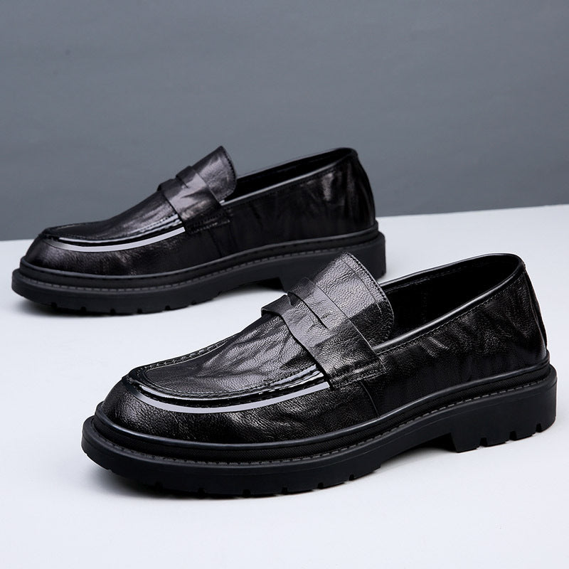 2023 spring men's shoes breathable leather legged loafers thick-soled business men's casual leather shoes tide shoes wholesale