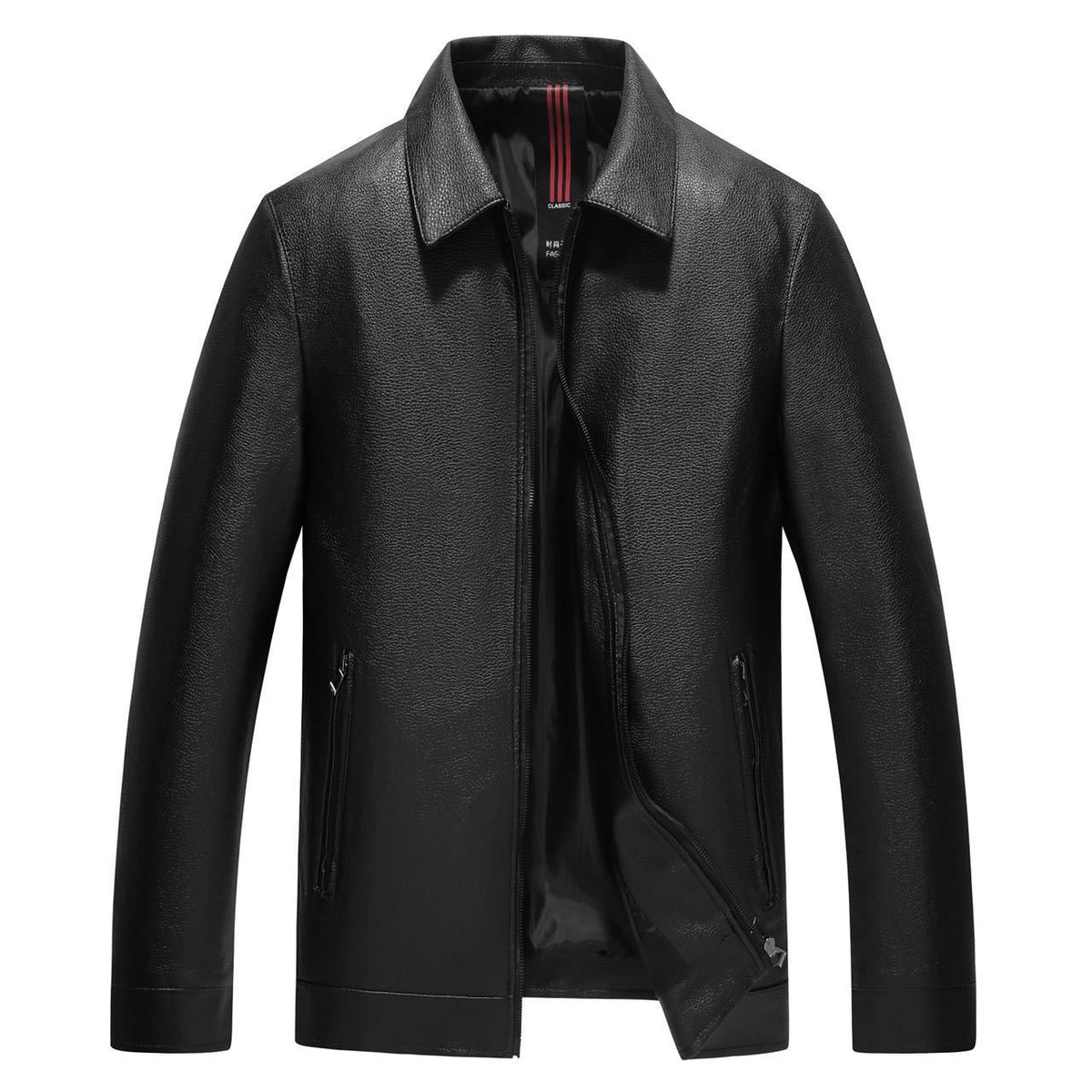 High-end men's lapel leather clothing middle-aged business leather jacket trend fashion imitation leather men's Korean jacket manufacturers