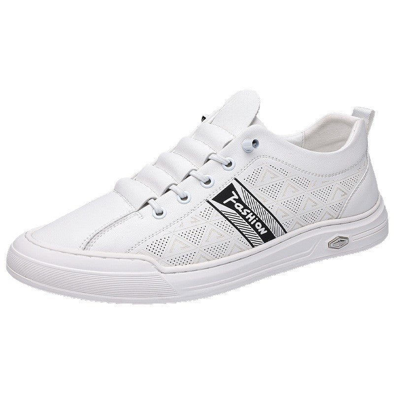 Men's Shoes 2025 New Summer Breathable Versatile Sports Sneakers Men's Casual Leather Shoes One-Legged White Shoes