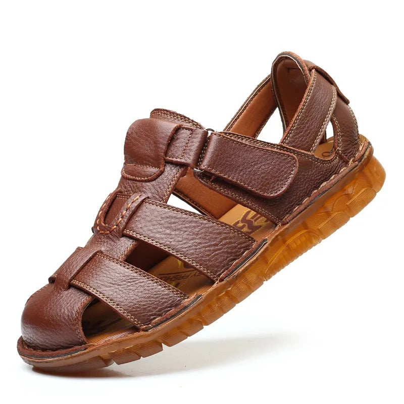 Men's Leather Shoes, New Men's Genuine Leather Sandals, Toe-Toe Sandals, Tendon Soles, Two-Wear Casual Beach Shoes, Fashionable Men's Shoes