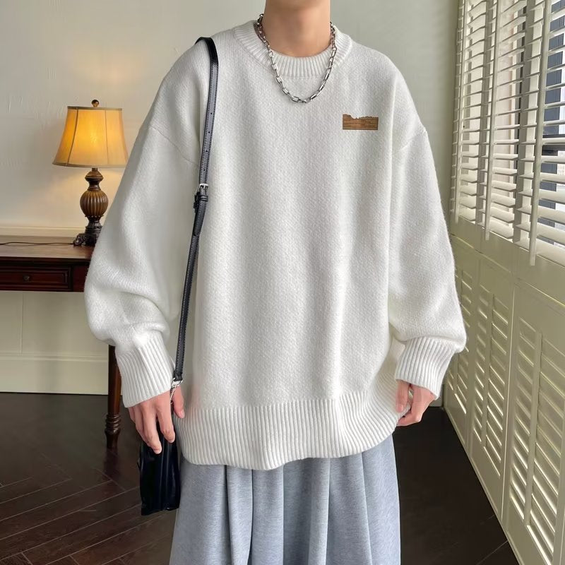 2023 sweater men's winter lazy pullover sweater fashion brand loose bottoming sweater coat casual all-matching