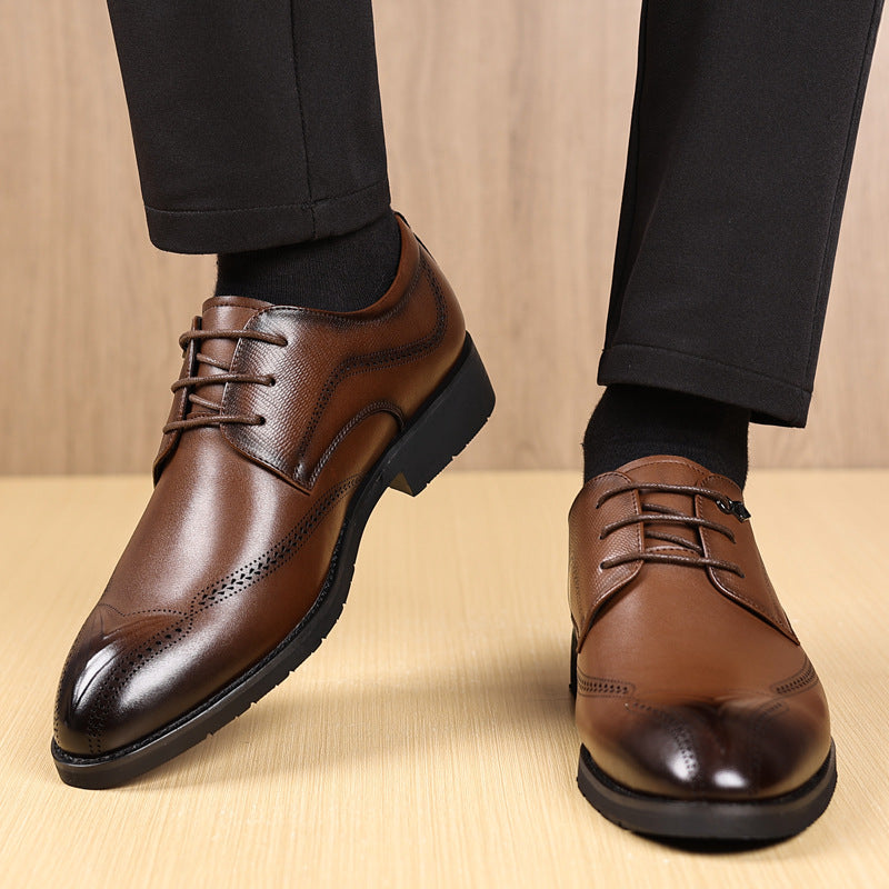 New Leather Shoes for Men, Business Formal Wear, First-Layer Cowhide Wedding Shoes, Soft Soles, Breathable, High-End Men's Shoes, Genuine Leather Commuting British Style
