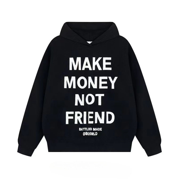 American Street Letter Printed Hooded Sweater Men's and Women's National Fashion High Street Casual All-Match Autumn High Street Hoodie Top