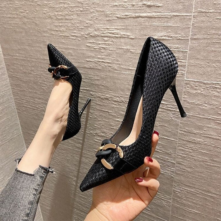 High Heels for Women 2024 Summer New Fashion French Stiletto Sexy Shallow Mouth Pointed Toe Shoes Elegant and Taller