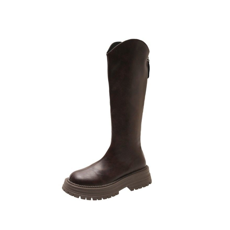 Short Boots for Women 2025 New Autum British Fashion Boots Thick-Soled Women's Shoes Slim Boots New Mid-Calf Boots for Small People