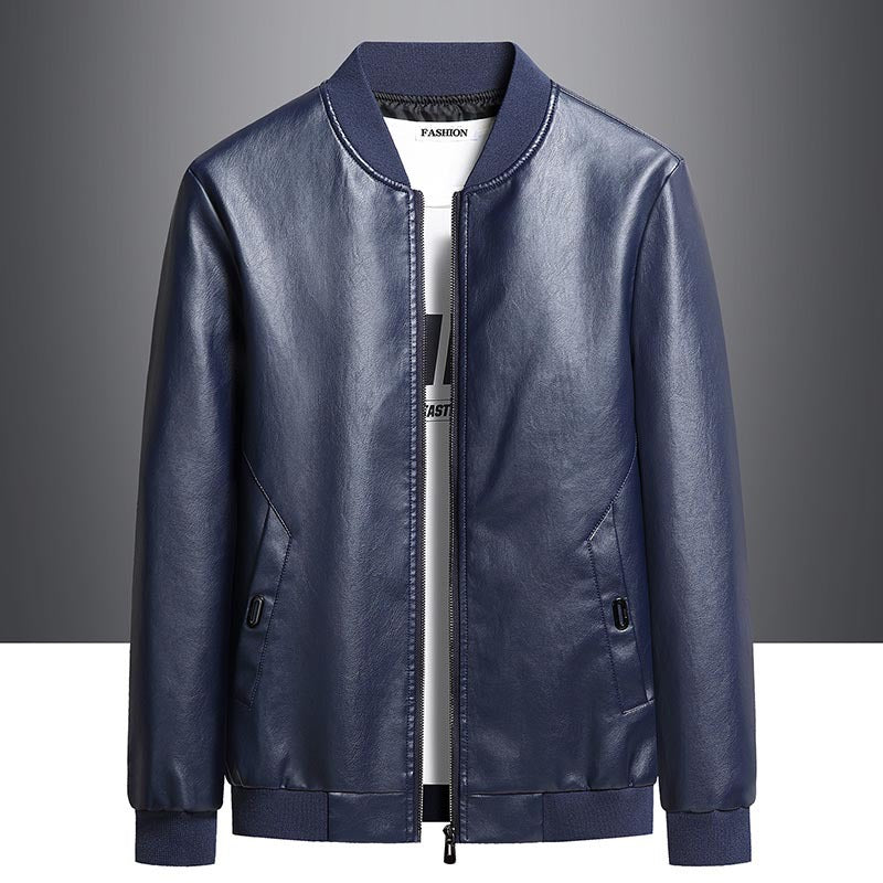 Foreign trade leather coat men's autumn new PU leather coat middle-aged men's thin leather jacket casual dad jacket men