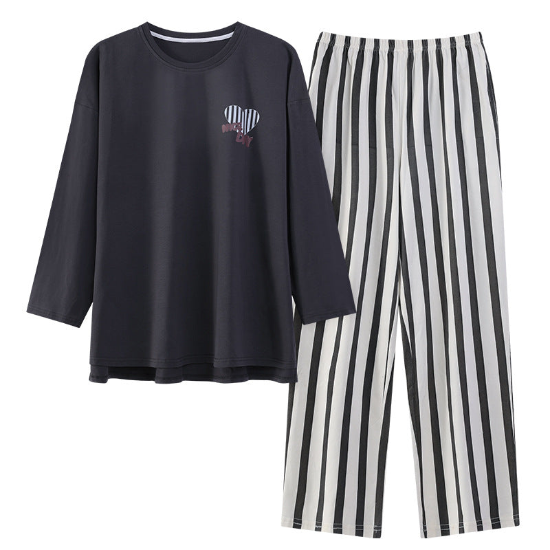 Deershi Pure Cotton Pajamas with Breast Pads for Women 2025 New Spring and Autum Long-Sleeved Loose High-End Home Clothes That Can Be Worn Outside