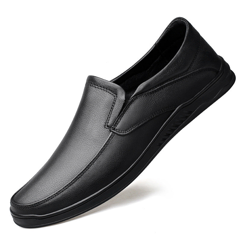 Men's Shoes Summer Casual Leather Shoes Men's Korean Style Youth Slip-on Lazy Loafers Business British Style Peas Shoes