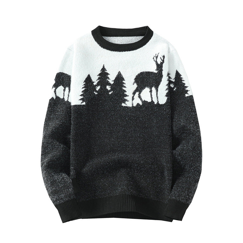 Round neck sweater factory spot on behalf of men's long sleeve jacquard round neck pullover base shirt youth sweater base
