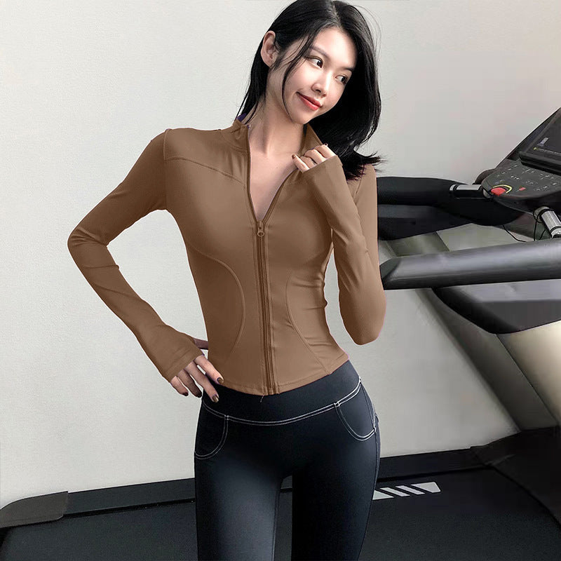 Fitness Training Yoga Clothes for Women, Spring Long-Sleeved, High-Elastic, Quick-Drying, Breathable Sports Jackets, Tight-Fitting, Slimming Fitness Clothes