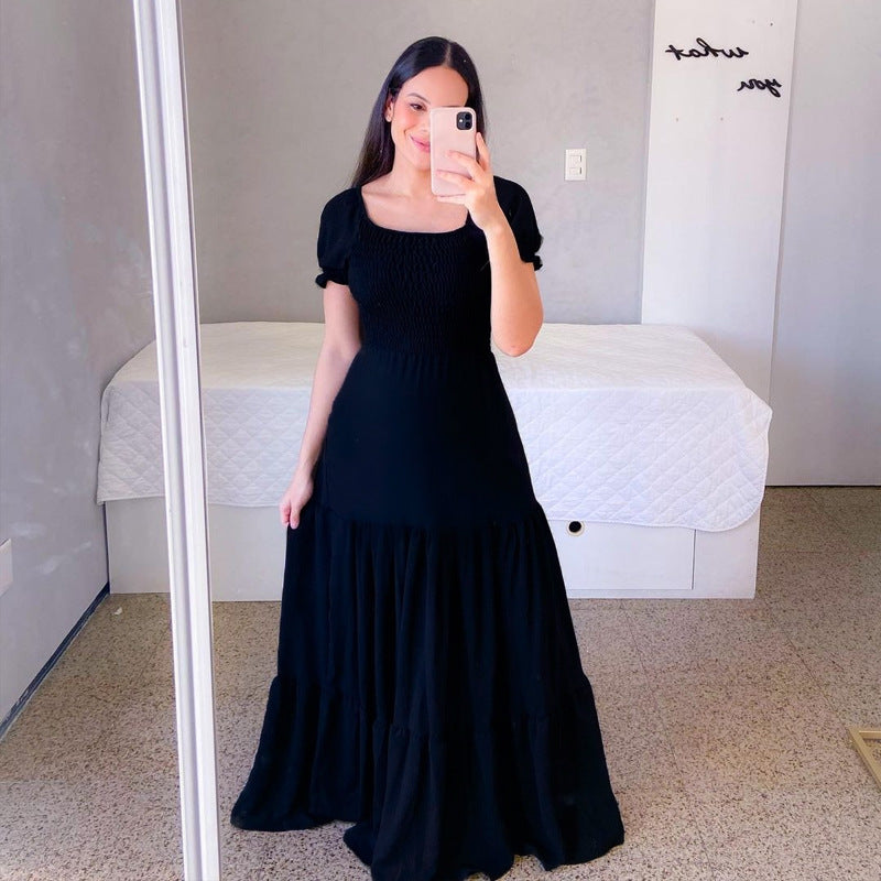 Cross-Border New Spring and Summer European and American Clothing Dress One-Shoulder Floral Off-Shoulder Long Color Fairy Skirt