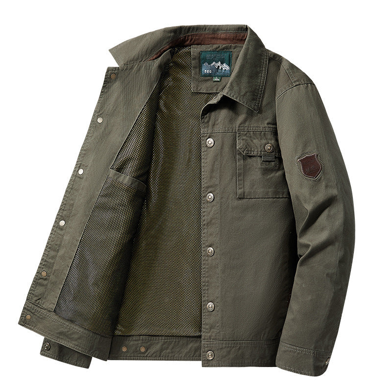 2025 Spring and Autumn Middle-Aged Men's New Jackets Middle-Aged and Elderly Dad's Lapel Solid Color Casual Jackets Men's Jackets
