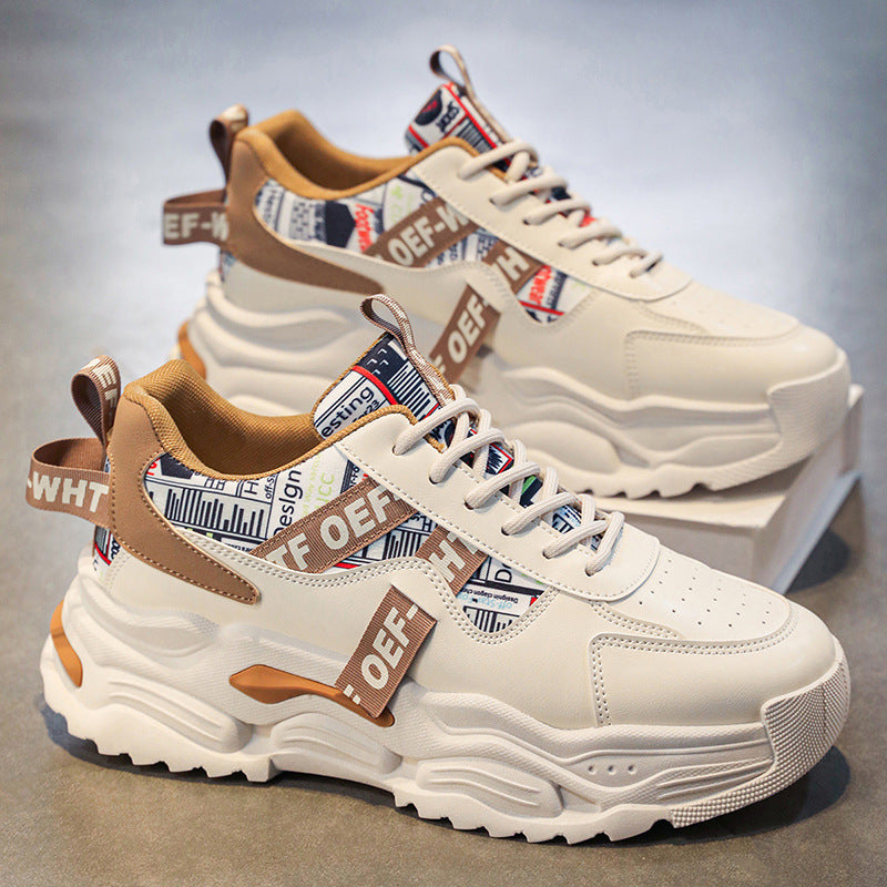 Men's Shoes 2025 Summer Breathable Casual Running Sneakers Men's Youth Versatile Thick-Soled Street Dad Trendy Shoes