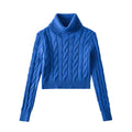 2024 Winter New Spice Girls High Neck Twist Sweater Women's Solid Color All-match Lazy Style Short Base Long Sleeve Sweater