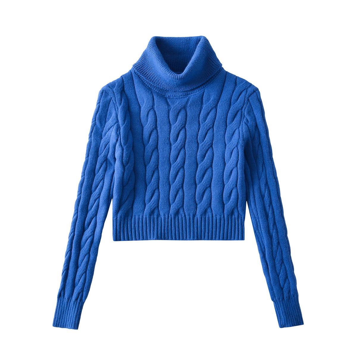 2024 Winter New Spice Girls High Neck Twist Sweater Women's Solid Color All-match Lazy Style Short Base Long Sleeve Sweater
