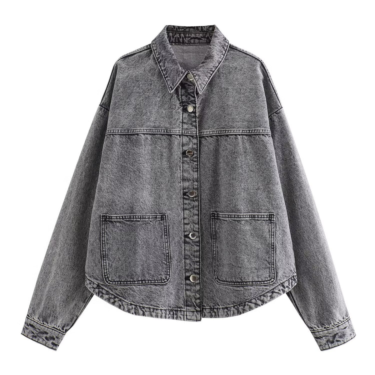 Aliexpress Exclusive New Women's Fashion Versatile Turn-Down Collar Single-Breasted Pocket Denim Shirt-Style Jacket