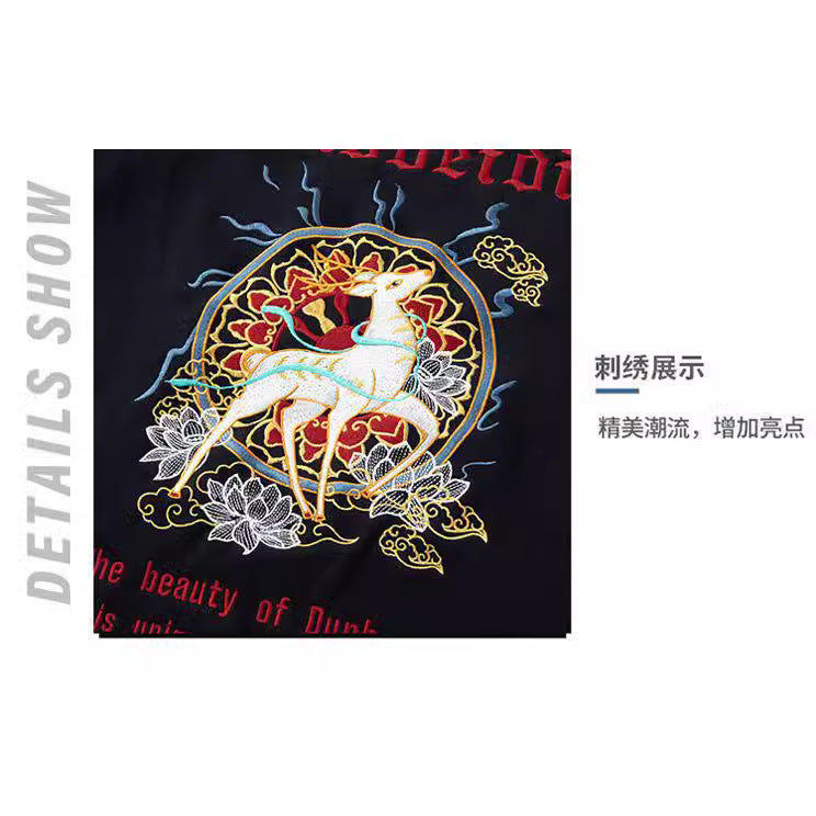 New Style National Trend Embroidered Sweatshirt for Men, Pure Cotton Loose Fit Men's Jacket, Round Neck Youth Couple's Outfit, Youth Fashion Wholesale