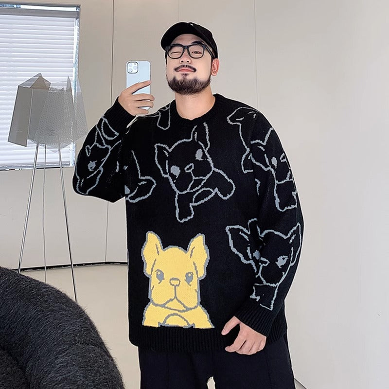 Trendy Brand plus size Men's Autumn and Winter Fake Two-piece Sweater Pullover Fatty Plus Plus Casual Fashion Loose Knitted Sweater