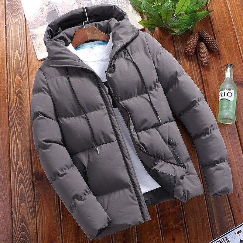 Men's 2024 Winter New Cotton-Padded Jacket, Short Thickened Puffer Jacket for Young Men, Men's Hooded Cotton Coat